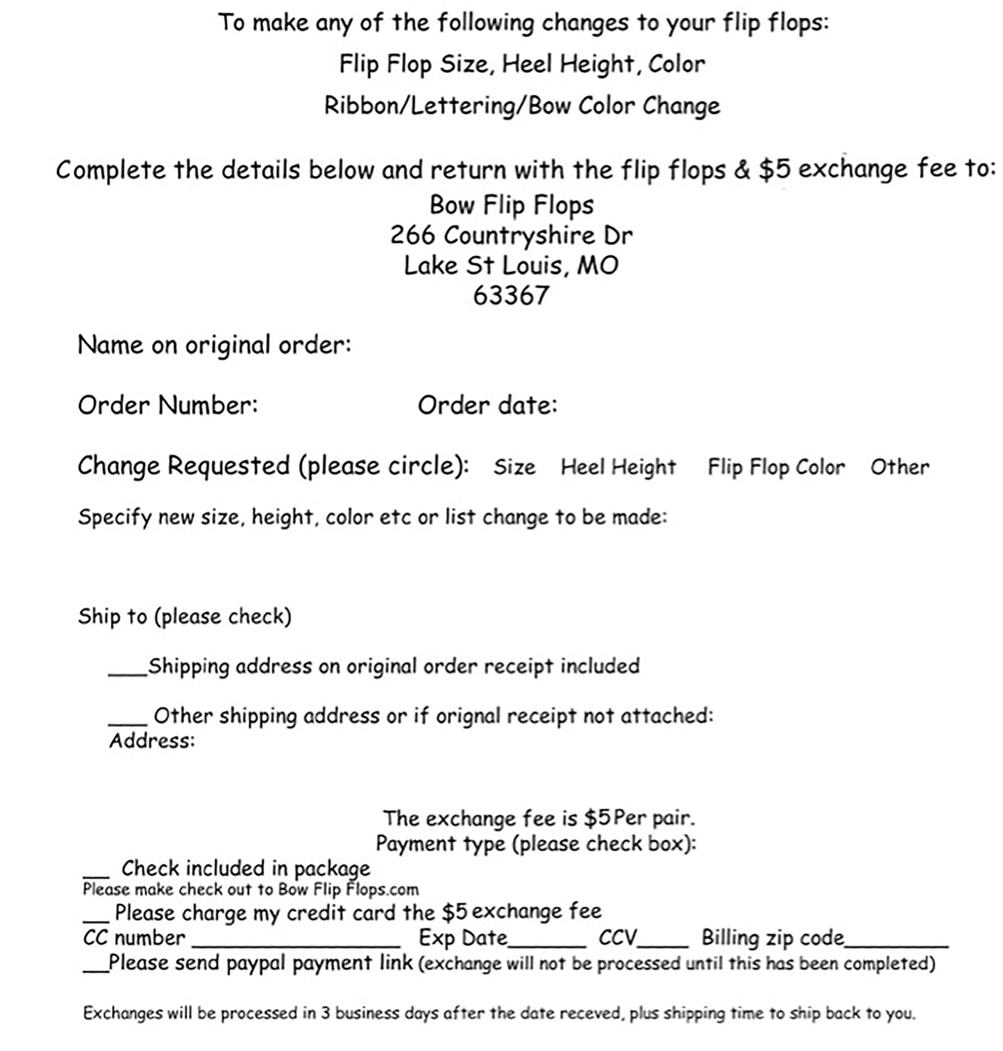 Flip Flops Sizing Exchange - 1 pair