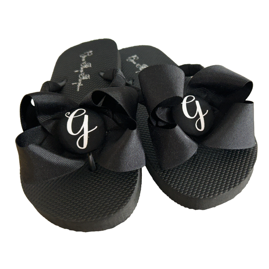 Glitter Initial Personalized Bow Flip Flops