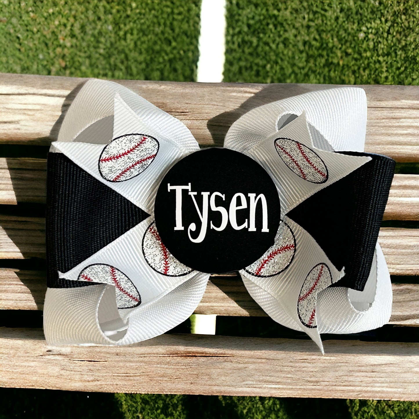 Match Team Colors Baseball Glitter Hair Bow Ponytail Clip