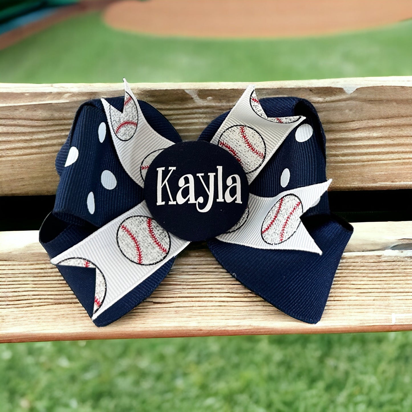Match Team Colors Baseball Glitter Hair Bow Ponytail Clip