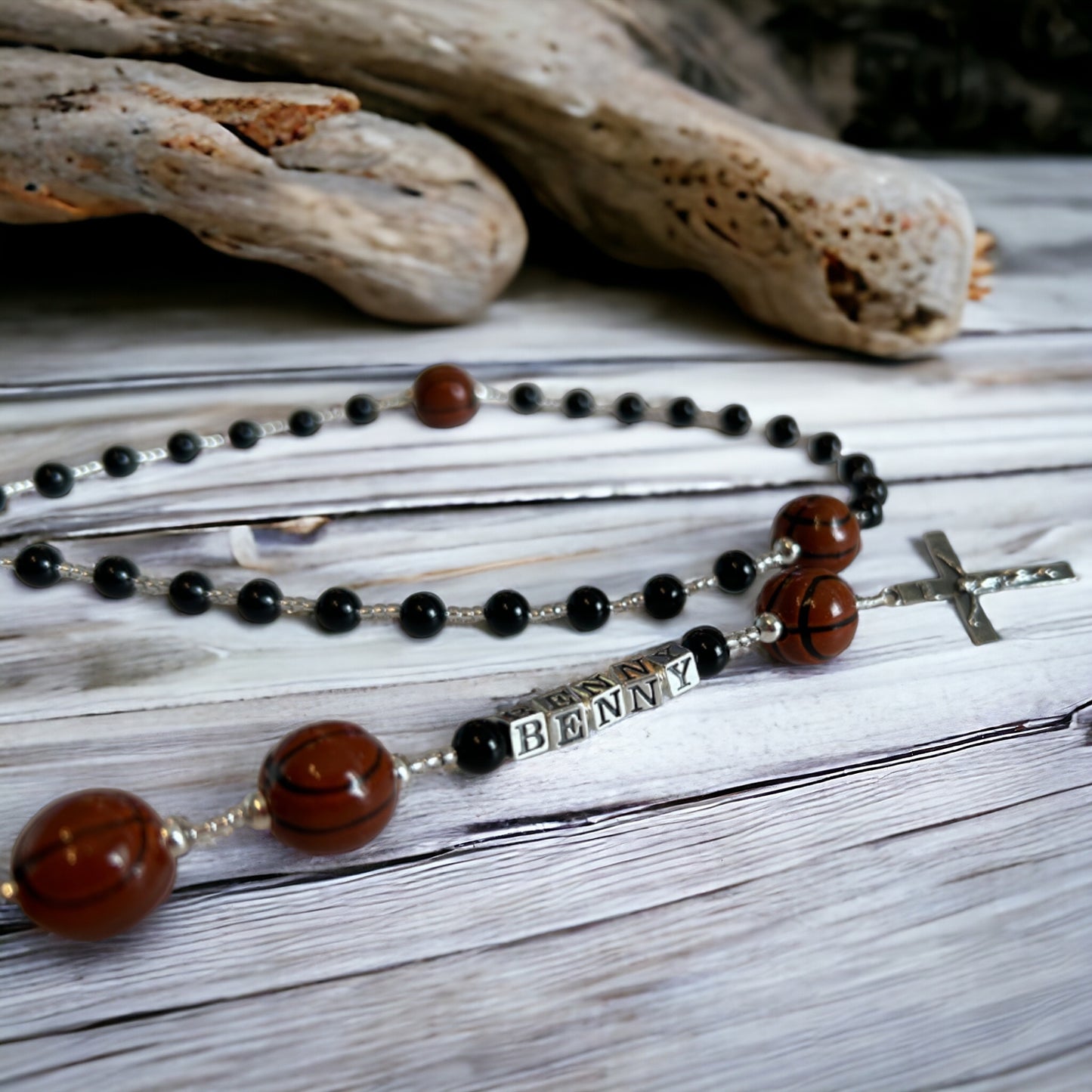 Personalized Soccer Pearl Rosary, Choose your Colors and Sport