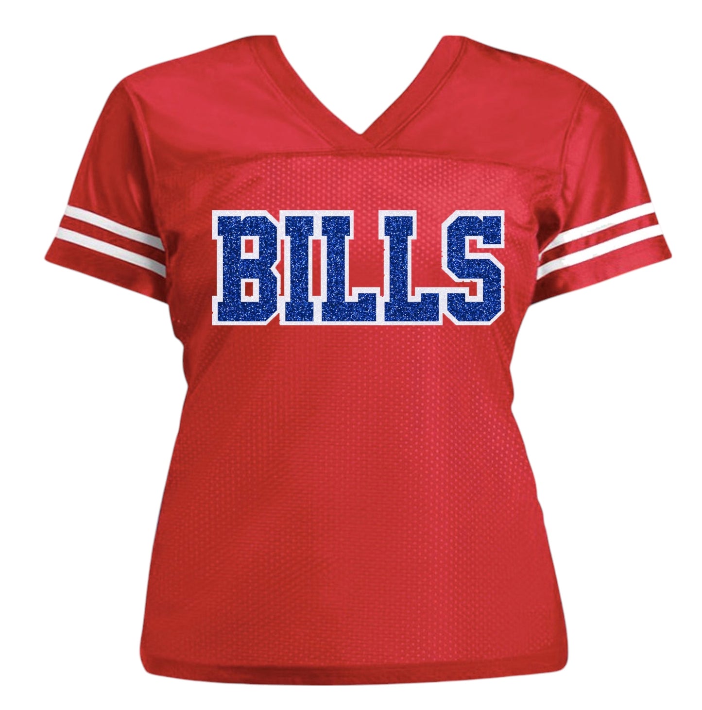 Royal Bills Glitter Women's Football Jersey, Buffalo Bling Shirt
