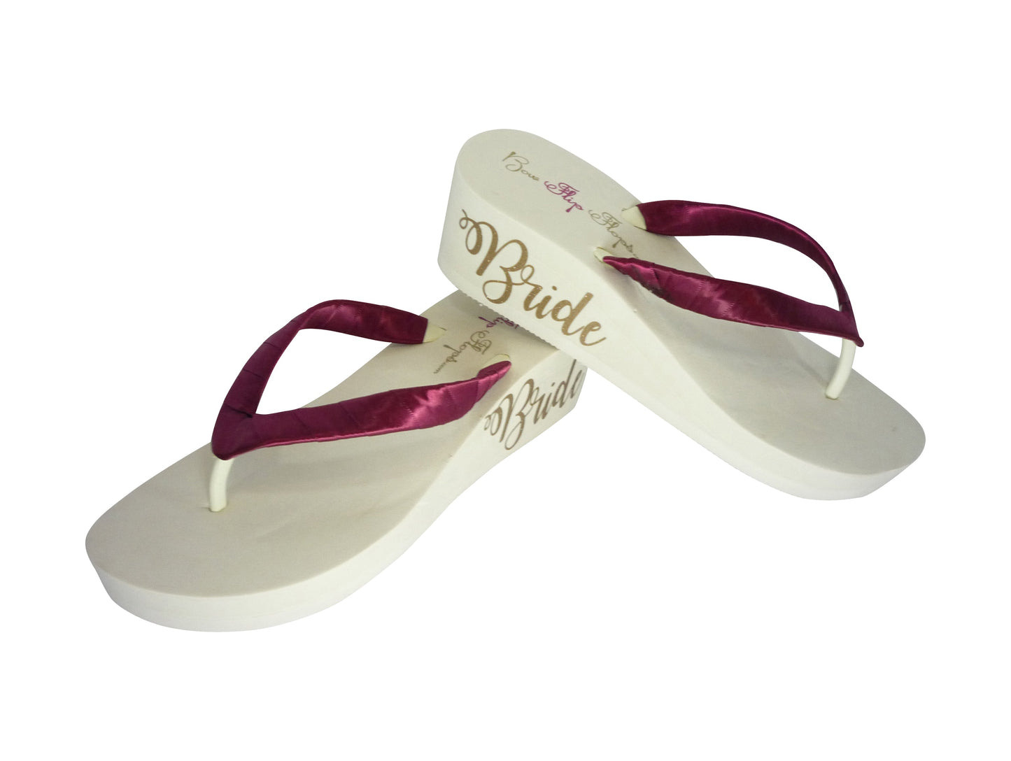 Pink & Black Bride Wedge Flip Flops - Choose Your Colors