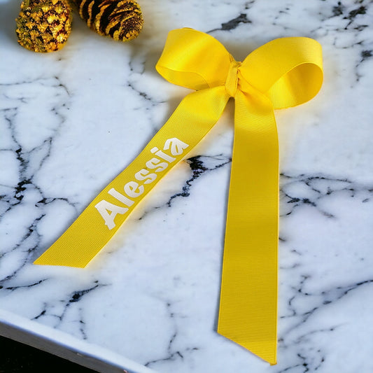 Cute Girls Hair Bow Clip or Ponytail Holder, Yellow or You Design