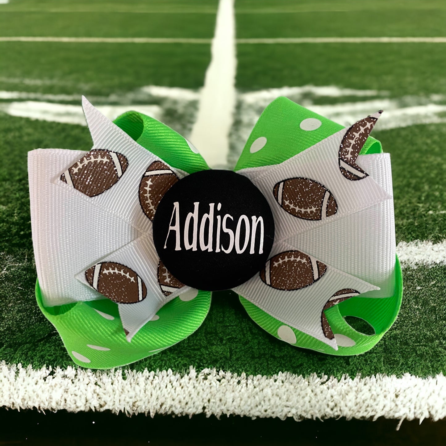 Neon Green or Design your Colors Football Bow, Sister Hair Clip