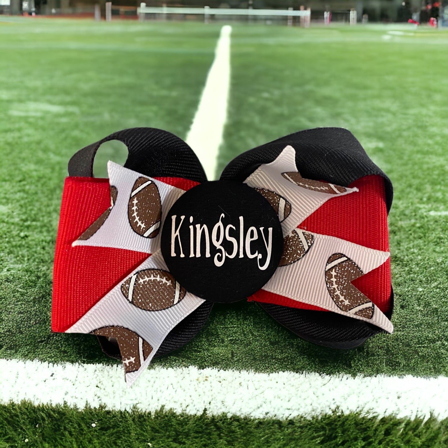 Pick Colors Football Glitter Girl's Hair Bow with Personalization