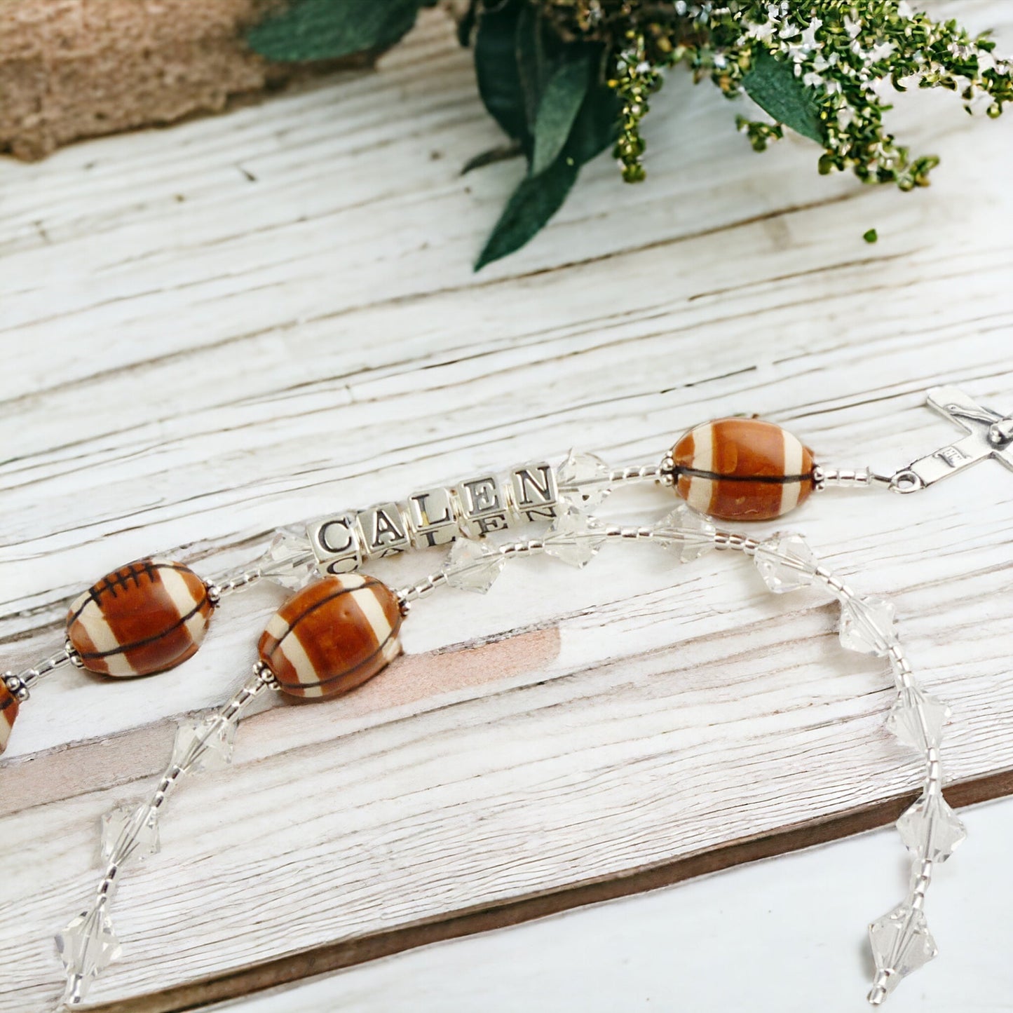 Baseball Crystal Rosary Beads, First Communion Gift, Boys & Girls