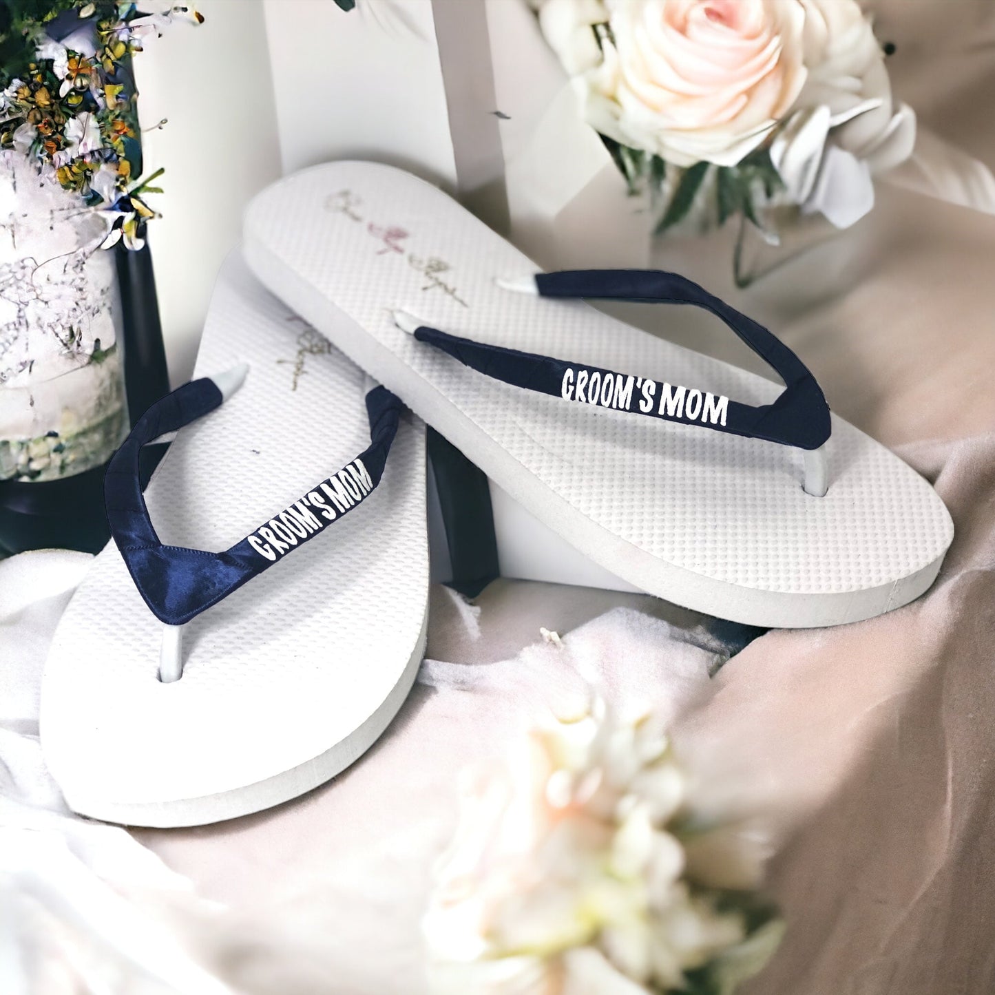 Glitter Groom's Mom Flip Flops, Match your Wedding Colors