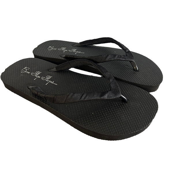 Black Flip Flops with Cute Bows