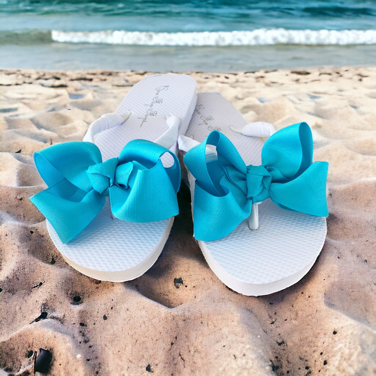Black Flip Flops with Cute Bows