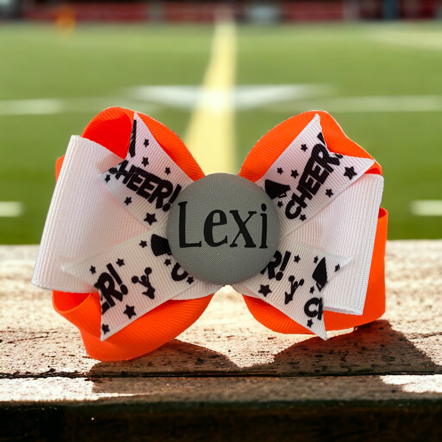 Glitter Ribbon Cheer Bow with Team or Name, Customizable