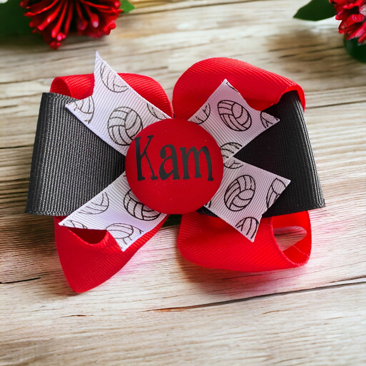 Glitter Volleyball Hair Bow in Team Colors