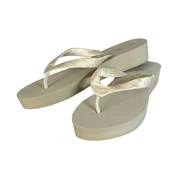 Something Light Blue Rhinestone Ivory or White Flip Flops, Choose Your Heel Height