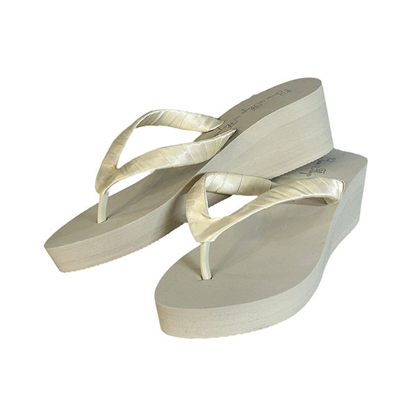 Something Light Blue Rhinestone Ivory or White Flip Flops, Choose Your Heel Height