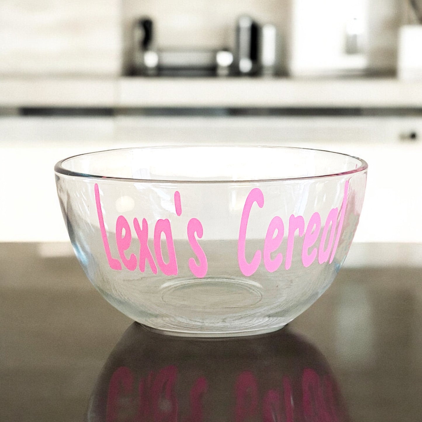 Customizable Glass Bowl, Fruit or Snacks, Cereal and Dessert Dish with Name