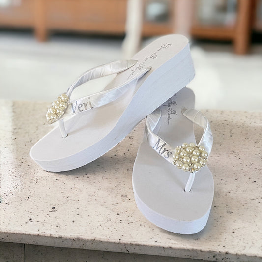 Pearl & Rhinestone Customized Bridal Flip Flop Sandals