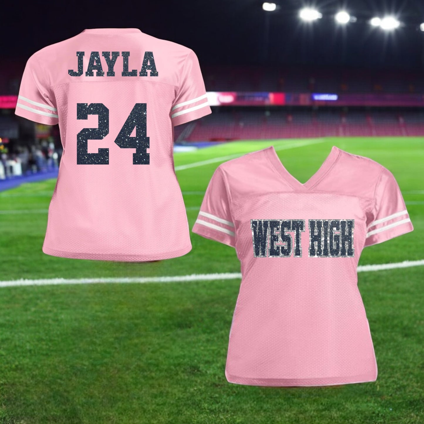 Customized Glitter Football Jersey with 2 colors glitter , Colts Red White