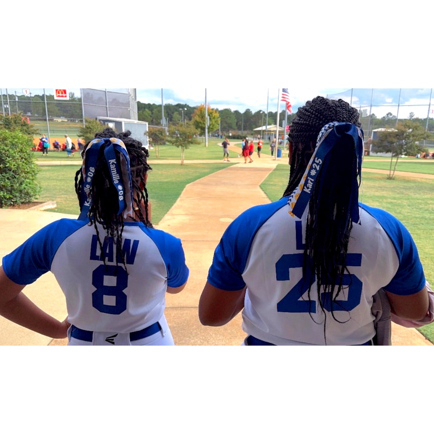 Softball Personalized Ponytail Hair Holder with Glitter Sports Ribbon