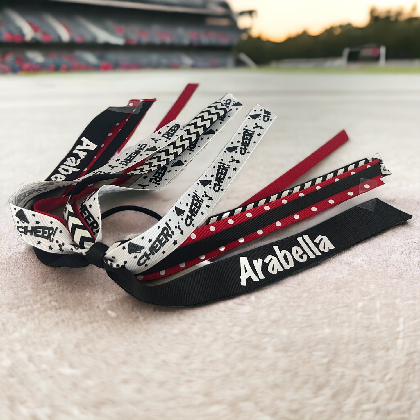 Glitter Baseball Ponytail Bow with Name or Team and Custom Ribbon Colors