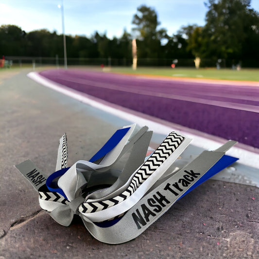 Track Team Hair Bow Personalized in School Colors with Name, Cross County Field