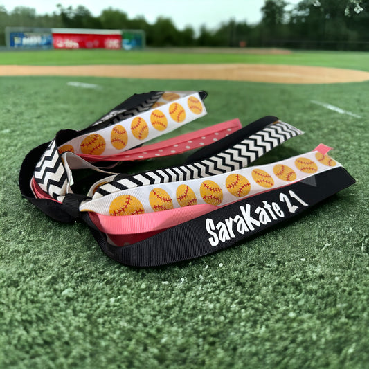 Softball Personalized Ponytail Bow - Match Team Colors