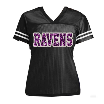 Ravens Jackson Glitter Football Jersey, Lamar Baltimore Women's Shirt