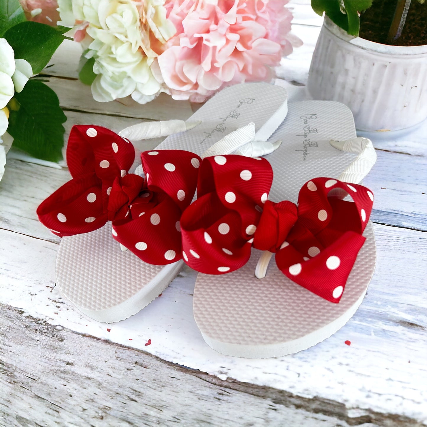Black Flip Flops with Cute Bows