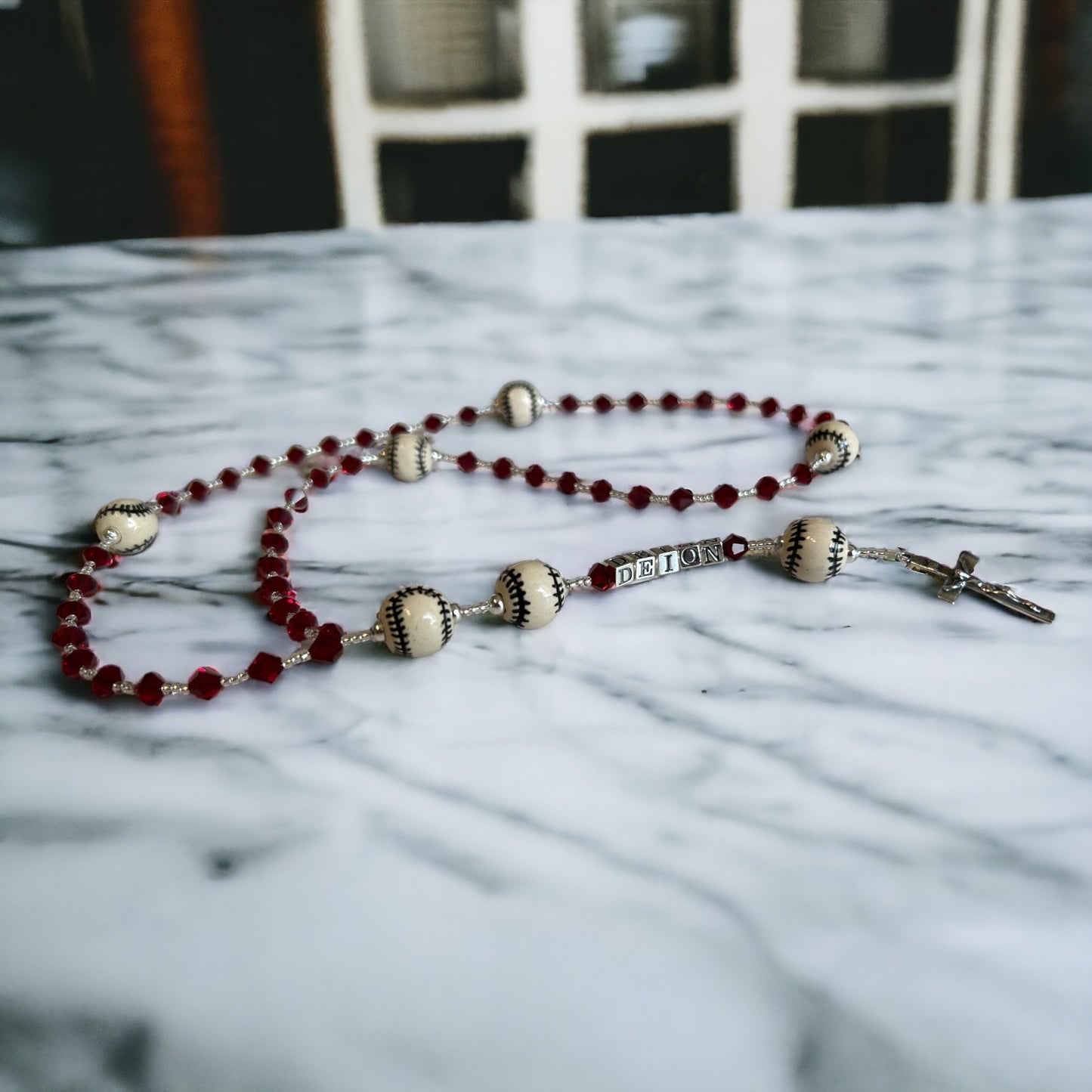 Choose your Colors Football Crystal Rosary, First Communion