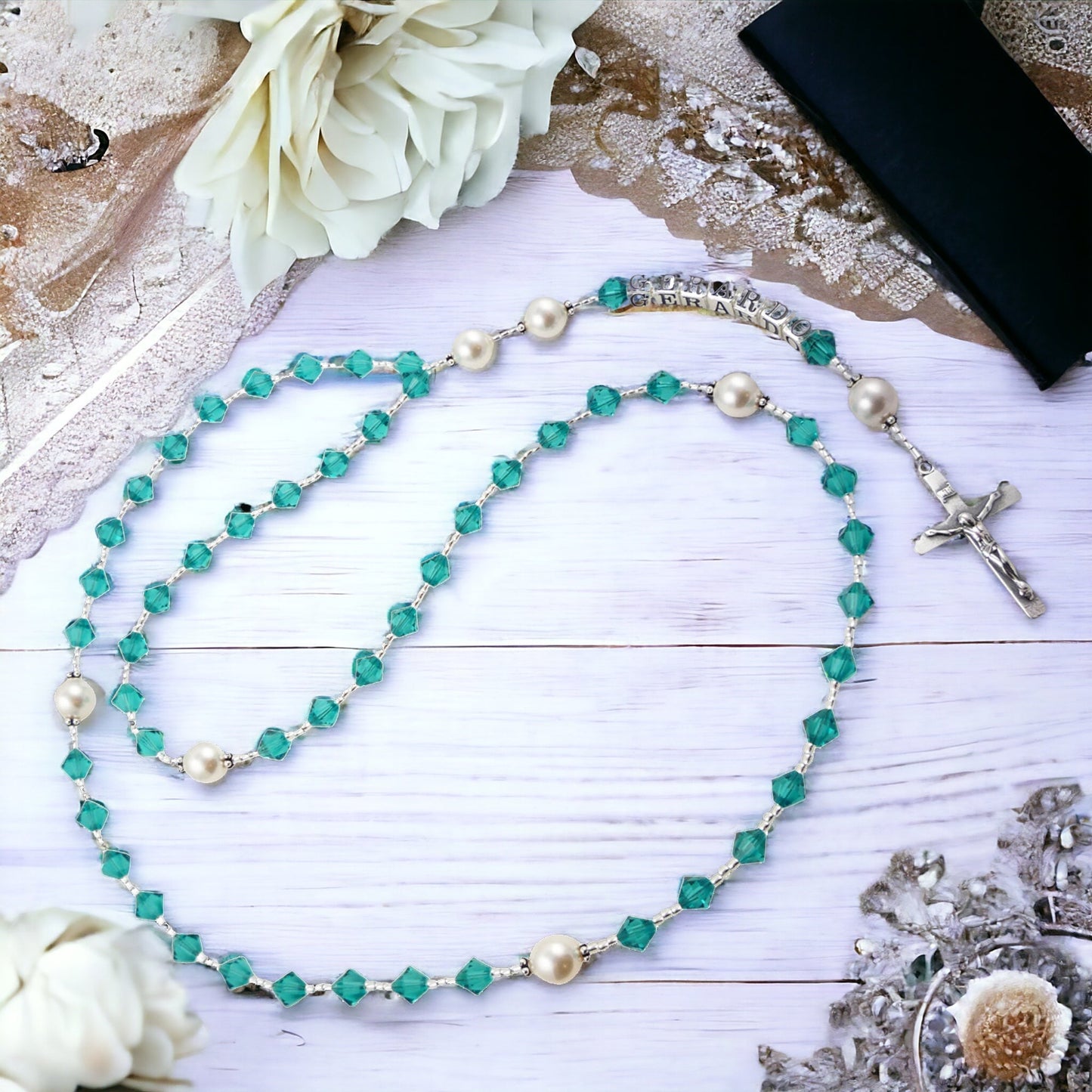 Pink Name Crystal Rosary, Personalize and then Customize Colors