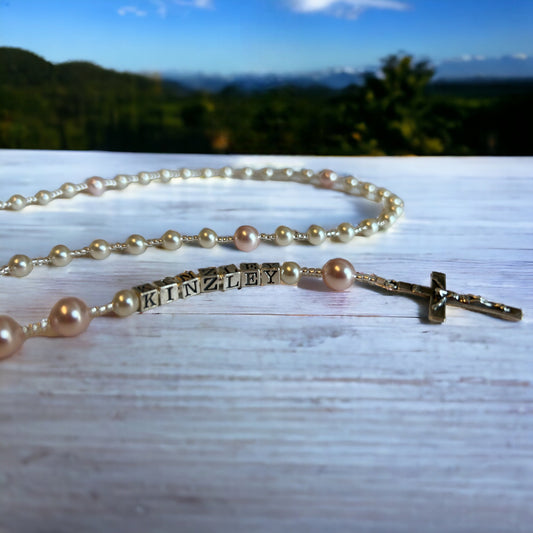 First Communion or Christening Personalized Rosary Beads for Girls & Boys