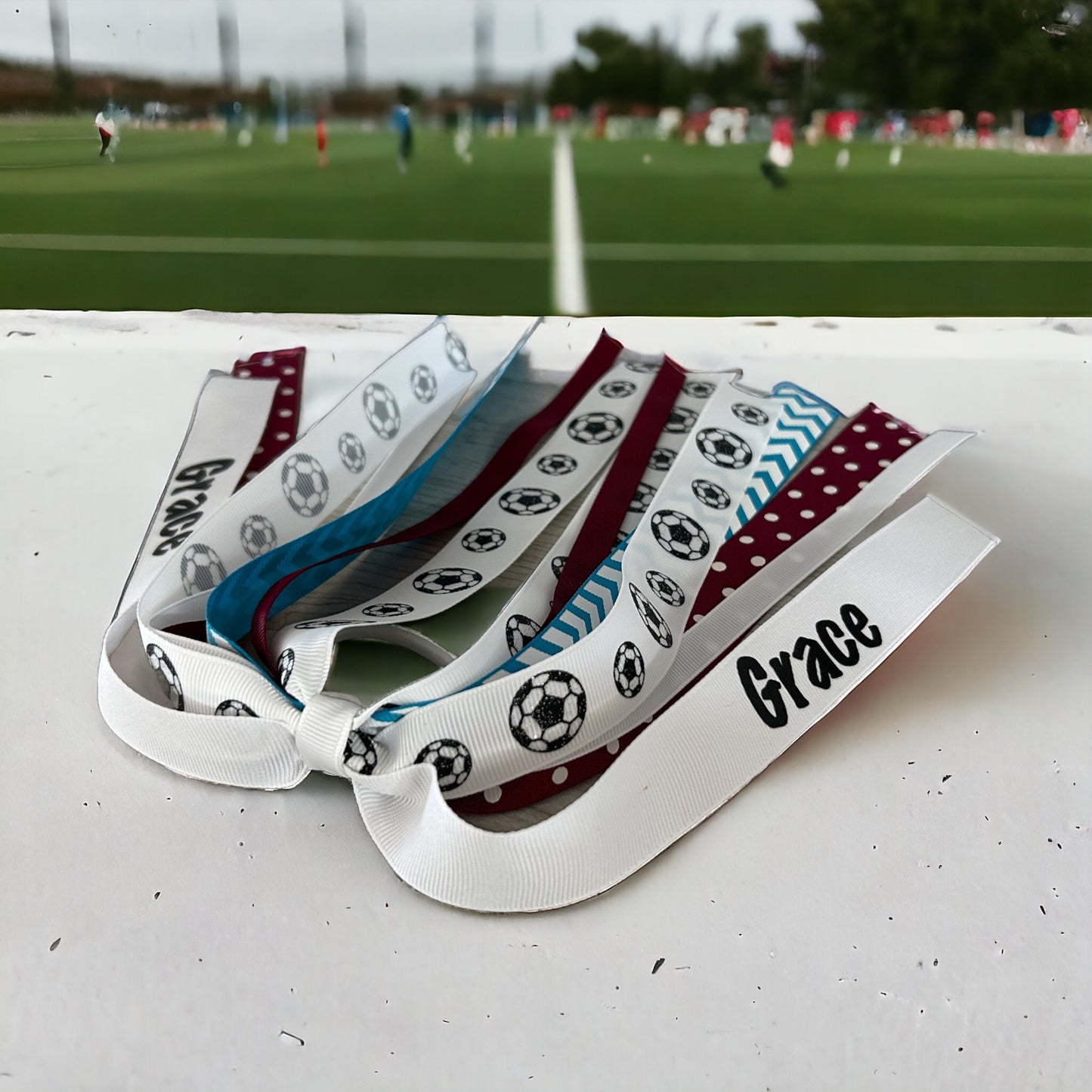 Glitter Sports Personalized Ponytail Bow - Match Team Colors