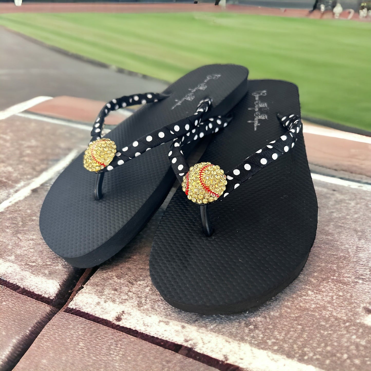 Choose Your Ribbon - Softball Rhinestone Flip Flops