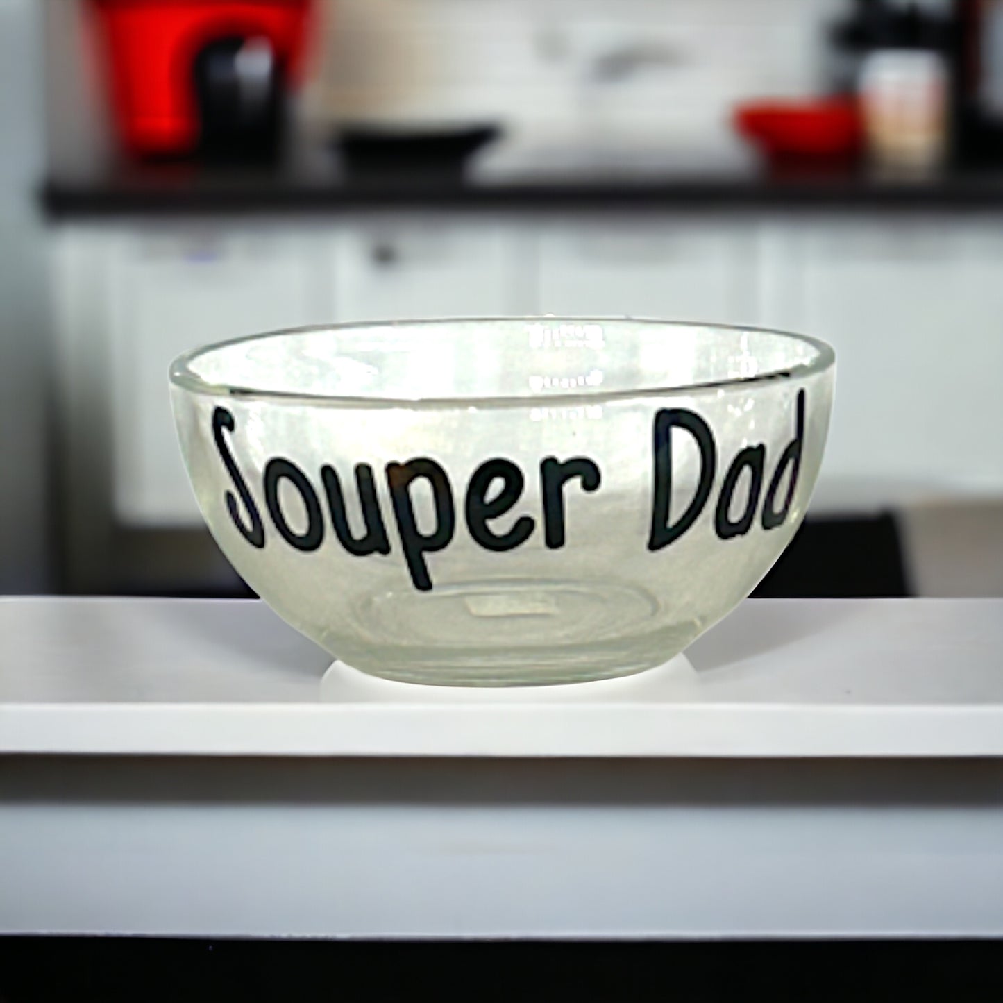 Cute Personalized Soup Glass Bowl for Dad, Choose Name and Lettering, Souper Pops