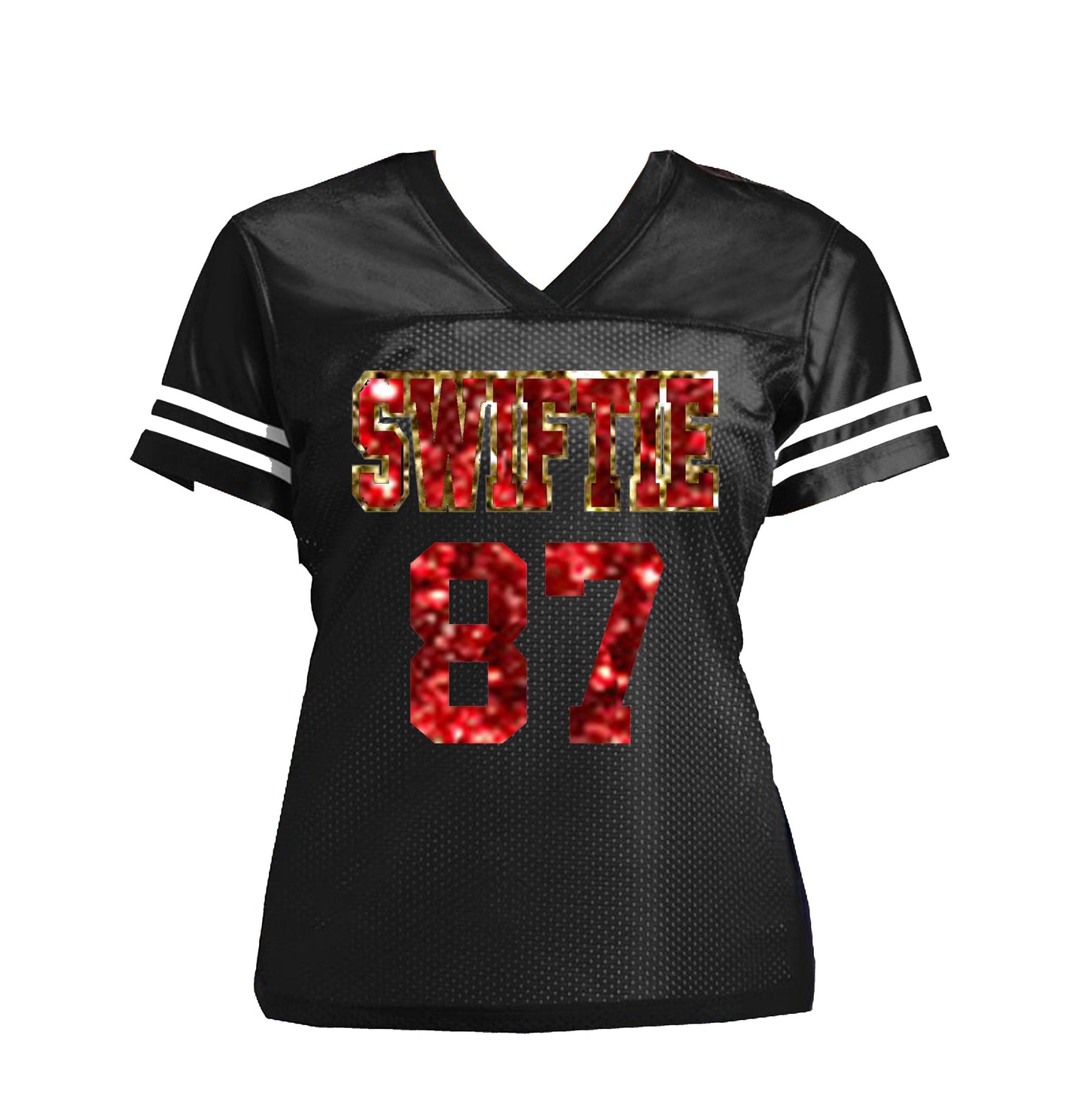 White Gold Red Swiftie 87 Glitter Football Jersey for Taylor Travis Kelce, Chiefs