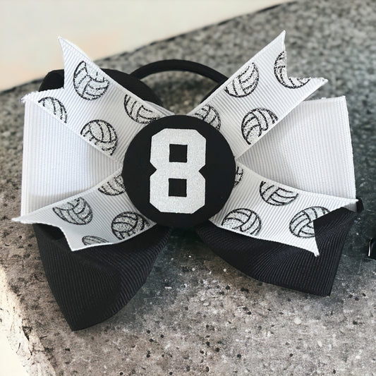 Design your Volleyball Ribbon Hair Clip Bow, Glitter Initial or Number