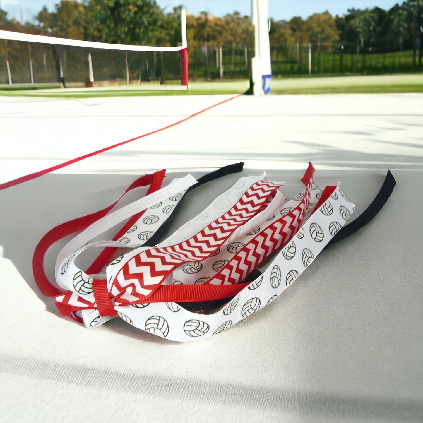 Choose Your Color Glitter Volleyball Bow for Ponytail Ribbons