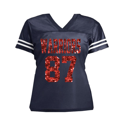 Personalized Team Number Glitter Ladies Football Jersey