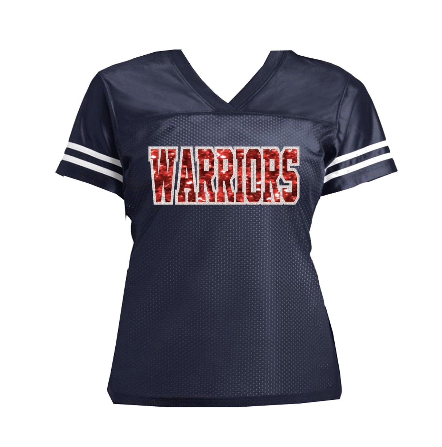 Red Gold Glitter Personalized Football Jersey Shirt for Ladies and Moms