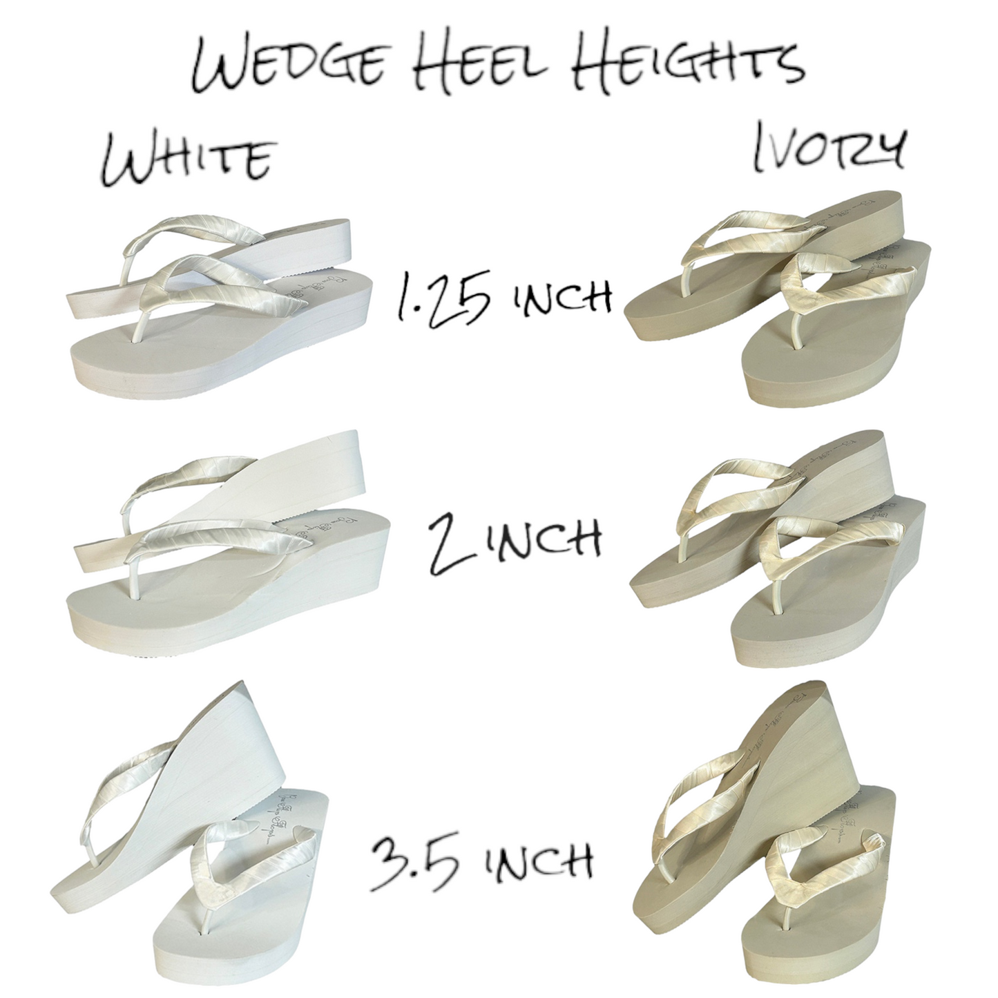 Mrs Fancy Bride Wedge Heel Flip Flops, 3.5" or Choose Height