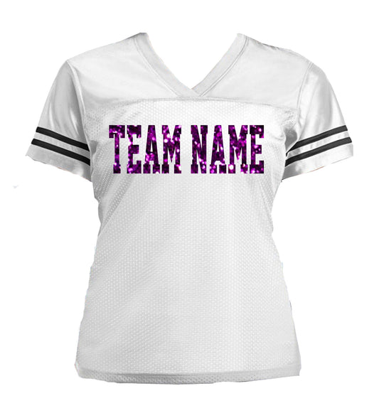 Purple White Glitter Women's Football Jersey- or choose your colors