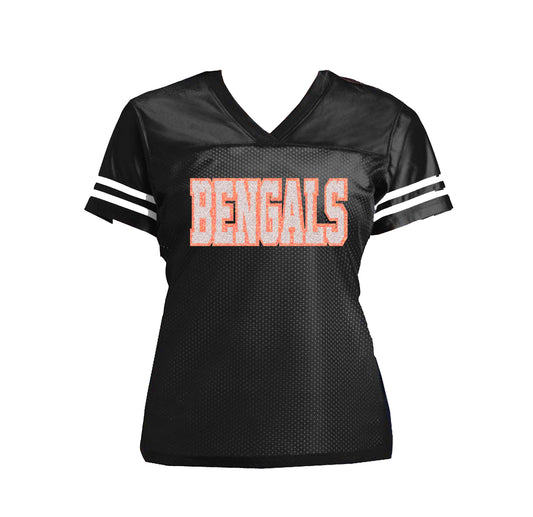 Bengals Glitter Women's Football Jersey, Cincinnati Bling Shirt