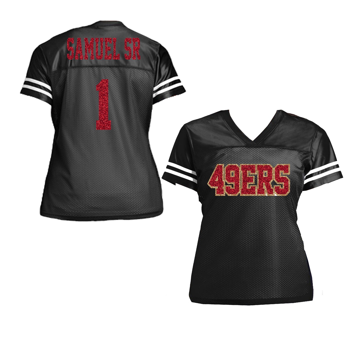 Black Jersey - Deebo Samuel Sr 49ers Glitter Jersey for Women, San Francisco Football Shirt