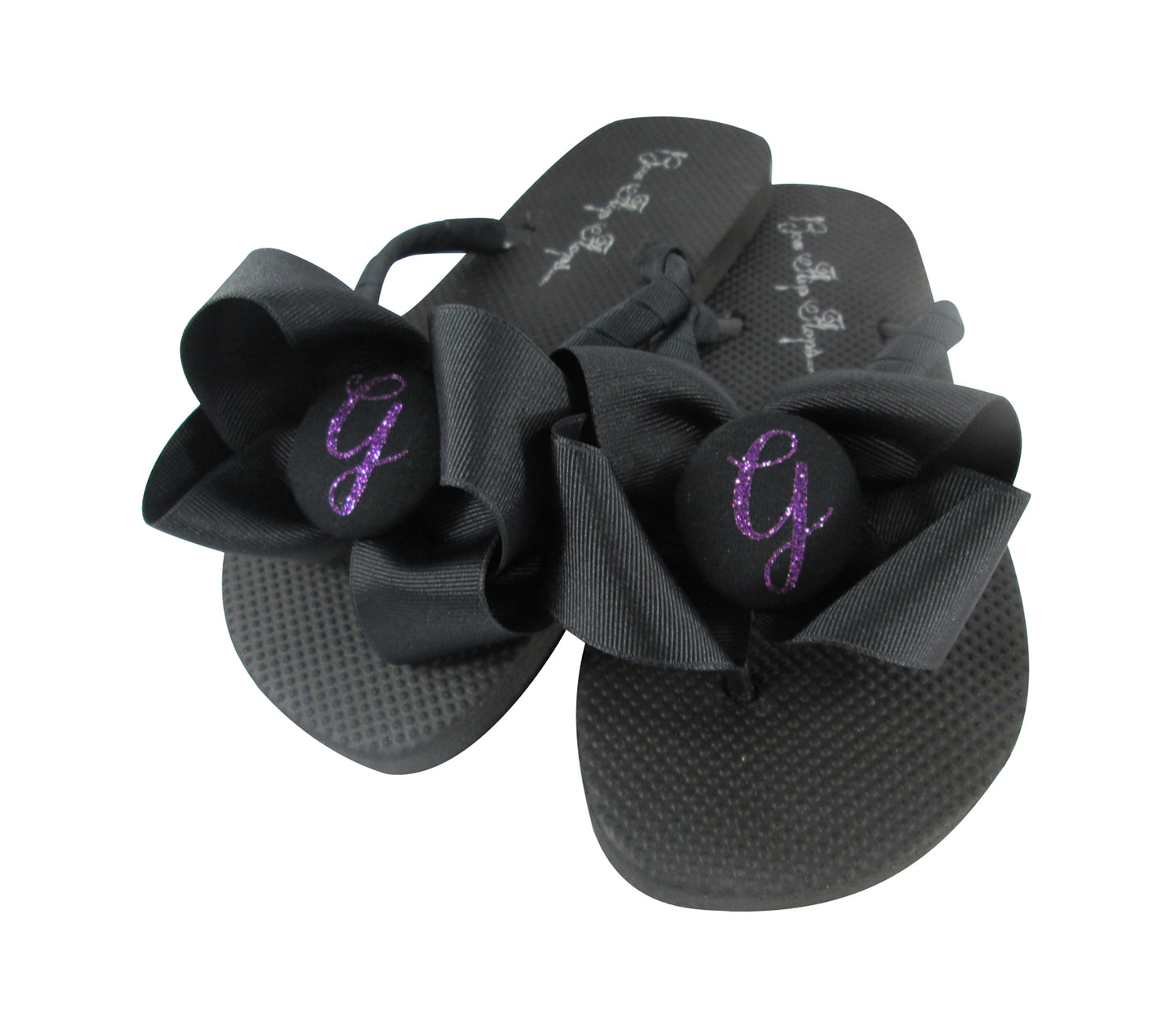 Glitter Initial Personalized Bow Flip Flops