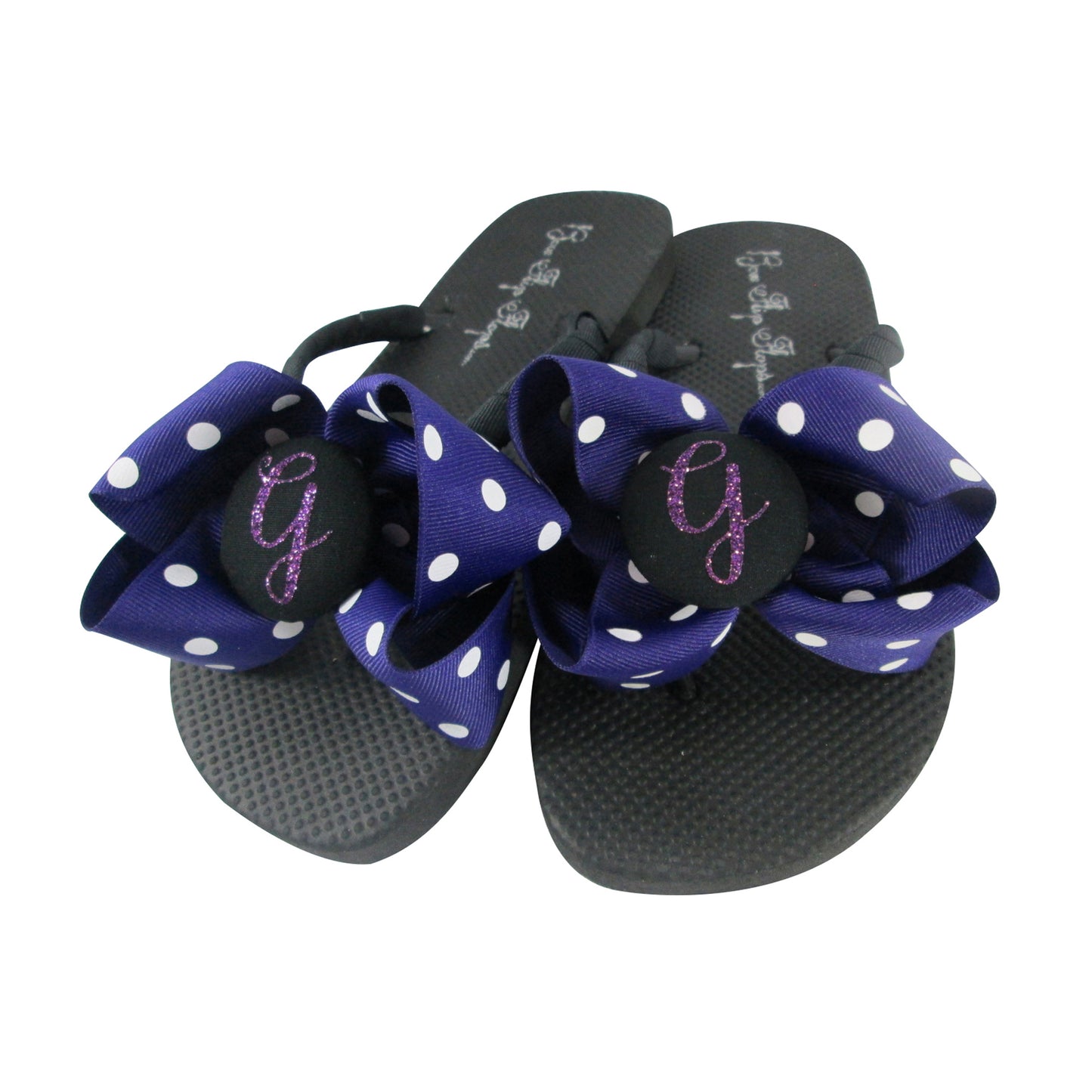 Glitter Initial Personalized Bow Flip Flops