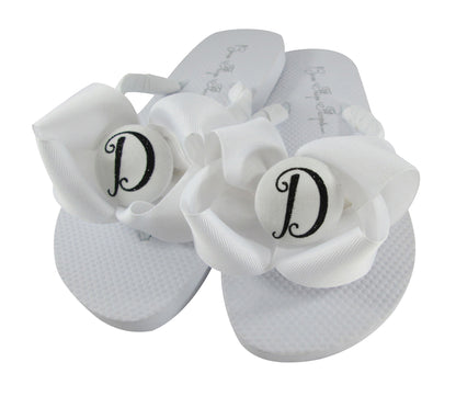 Glitter Initial Personalized Bow Flip Flops