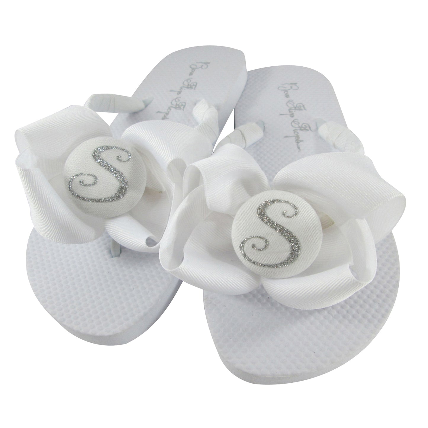 Glitter Initial Personalized Bow Flip Flops