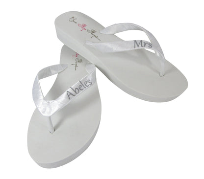 Wine Red Bride Flip Flops with Customizations, Personalize