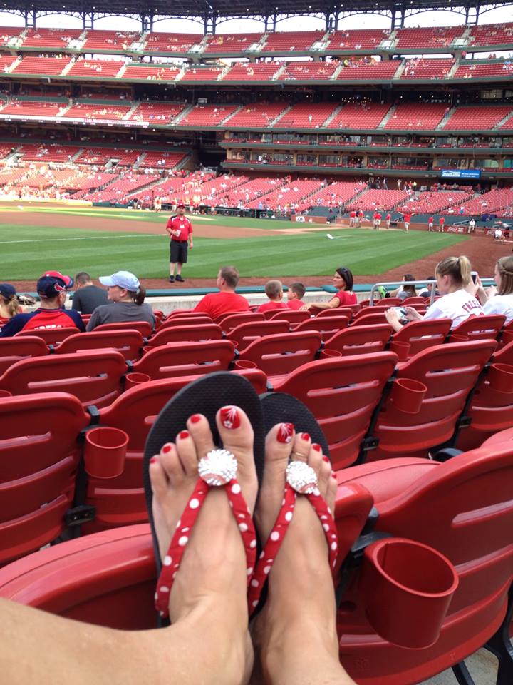 Baseball Rhinestone Flip Flops - Electric Blue Polka Dot - or Customize your color