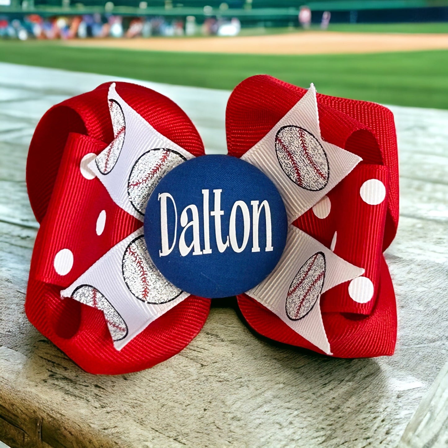 Softball Personalized Name Hair Bow - Electric Blue Black White - Choose your own colors