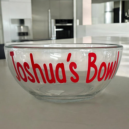 Personalized Glass Bowl with Name for Snacks, Dessert, Cereal, Chips or Treats